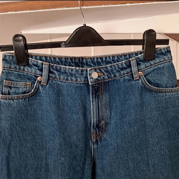 Monki Eur 28 Blue Denim Jeans Wide Leg Straight Leg Relaxed Jeans. - Picture 2 of 7